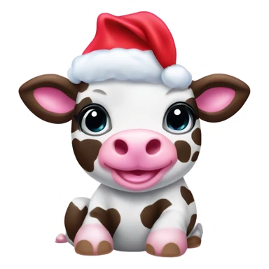 Lisa frank baby cow with Christmas holly  sticker