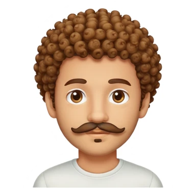 Curly boy with italian mustache and beard  sticker