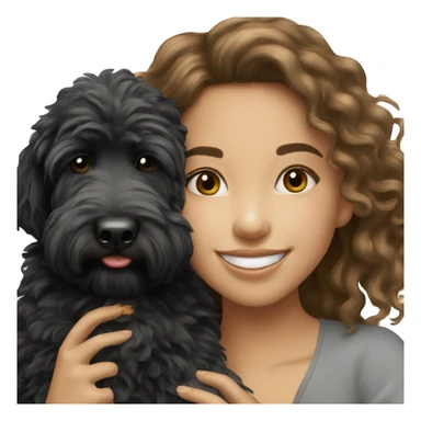 happy girl with black goldendoodle sticker