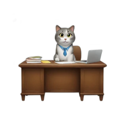 cat secretary sitting on top of the cloud sticker