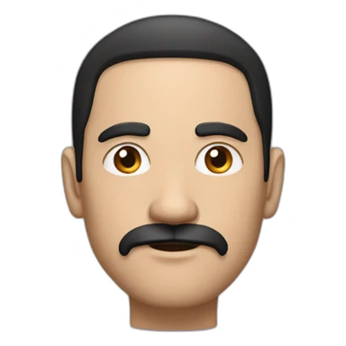 Serious man with black thin and short moustache and short straight black hair sticker