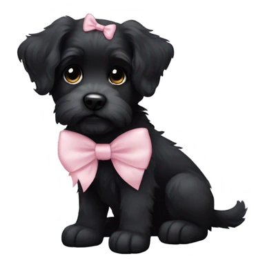 scruffy black puppy light pink bow   sticker
