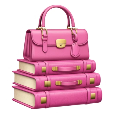 Stack of books with designer handbag on top in pink tones for color effect sticker