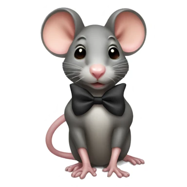 A rat wearing a bow sticker
