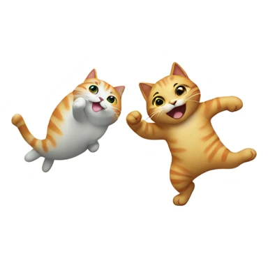 Cat and fish dancing together sticker