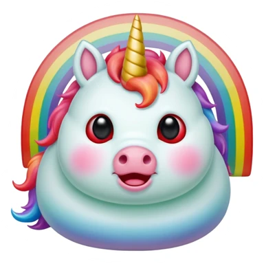 Small chubby unicorn coloured jade, black and red eyes, farting rainbow sticker
