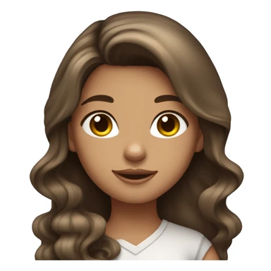 Tanned brunette long wavy hair girl holding a cute dilute calico cat sticker