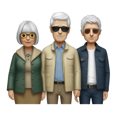 elderly gathering with 3 woman and noel gallagher sticker