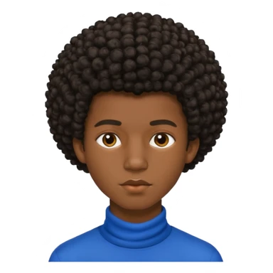 Une homme de 17 ans il a la peau noir foncé , des lèvres pulpeuses  . Il a un taper bouclé afro mais que au dessus car les cheveux ont un taper et des contours  sticker