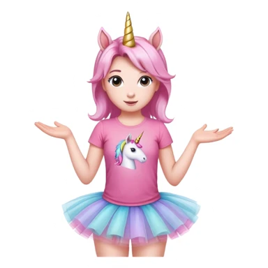 head of an anthropomorphised female unicorn in tutu and pink t-shirt, standard pose sticker