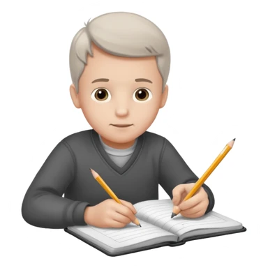 boy drawing grandpa on notebook sticker