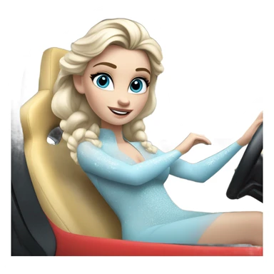 Elsa driving a Ferrari  sticker