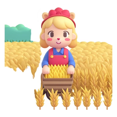 animal crossing character, little guy that harvest wheat sticker