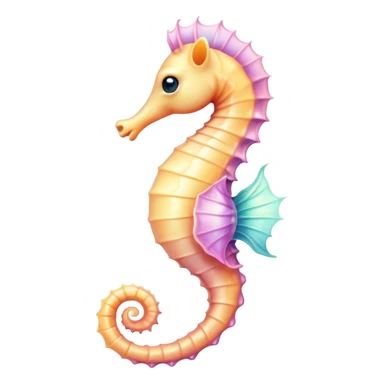 Cinematic Cute Sea Horse Portrait Emoji, Head tilted playfully and inquisitively, featuring a charming, petite seahorse with a softly curved body in pastel tones, a delicately coiled tail and round, sparkling eyes full of gentle wonder, Simplified yet irresistibly adorable features, highly detailed, glowing with a warm, inviting aquatic glow, high shine, affectionate and lively, stylized with a touch of enchanting marine charm, soft glowing outline, capturing the essence of a mischievous yet loving seahorse that seems as if it could float out of the screen into your arms! sticker