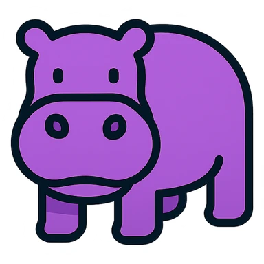 a color outline of a hippopotamus sticker