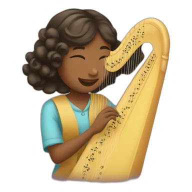 a girl playing harp sticker