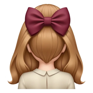 light brown open hair from behind with a burgundy bow sticker