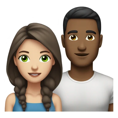 pair of a woman with brown hair, blue eyes, cute cheeks with her man with black hair, green eyes and thick eyelashes sticker