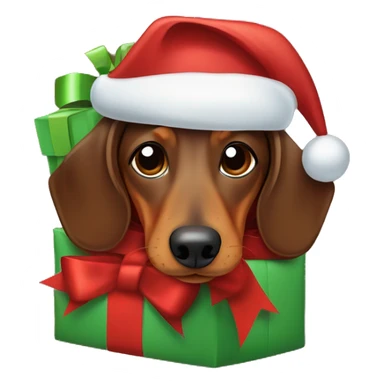 Brown Dachshund wrapped up like a Christmas present  sticker