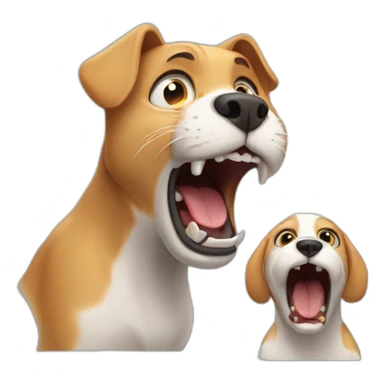 A Cat screaming to a dog sticker