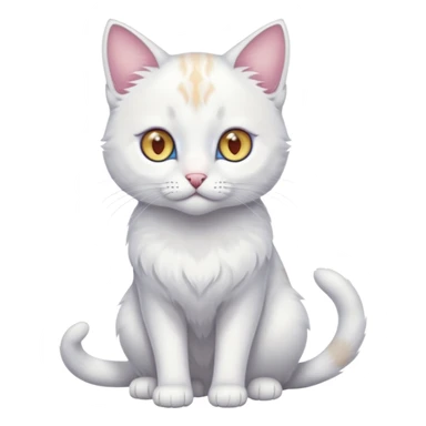 White beautiful elegant slim pretty realistic feline with heterochromia, full body sticker