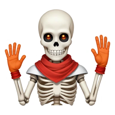 Papyrus from Undertale, tall skeleton with a red scarf, white body armor, orange-red gloves, enthusiastic expression sticker