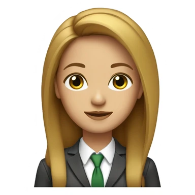 executive woman, long straight golden brown hair, green eyes, business suit sticker