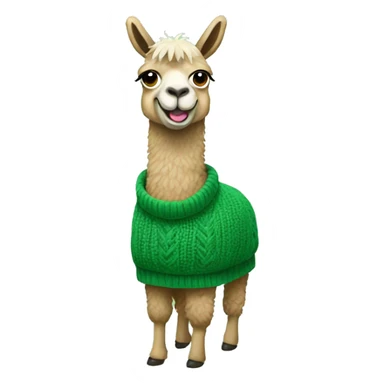 Llama  showing full body wearing a green sweater sticker