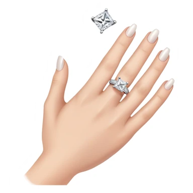 Princess cut engagement ring on hand sticker