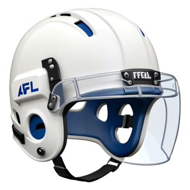 Cinematic Realistic image of AFL headgear featuring detailed cushioning and protective design elements, rendered with dynamic reflections on synthetic materials and set against a blurred action-packed background sticker