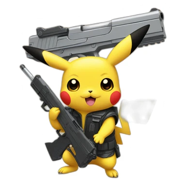 pikachu with desert eagle sticker
