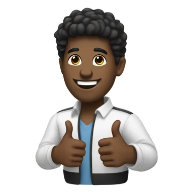Black hair with smile and thumbs up sticker