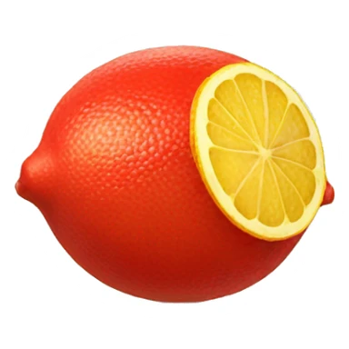 An emoji of a red lemon with a smooth texture and a vibrant red peel sticker