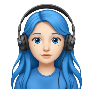 blue long haired woman with headphone sticker