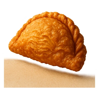 fried pastry, realistic, flaky layers, warm lighting, icon format sticker