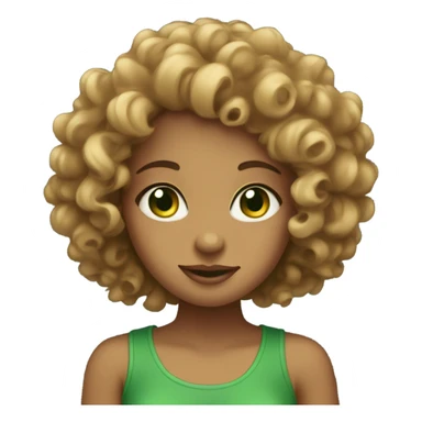 Curly headed girl with green eyes and tan skin sticker