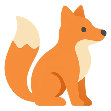 fox, flat color icon, clean and modern sticker