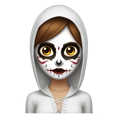 Catrina angry with brown hair and white face paint sticker