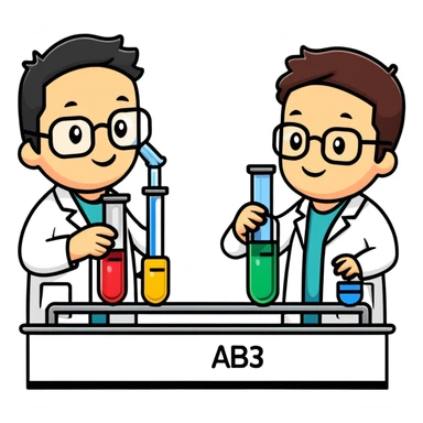 scientist comparing two test tubes labeled A and B sticker