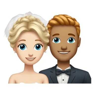 Bride blonde hair brown eyes and husband red hair blue eyes sticker