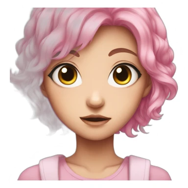 anime girl with big eyes and pink hair sticker