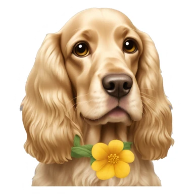 English cocker Spaniel gold with flower sticker
