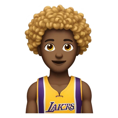 person with curly hair with a yellow lakers jersey on sticker