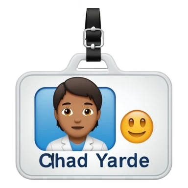 nametag with the words "chad yarde" sticker