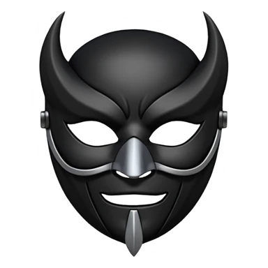 Minimal emoji, gothic mask forged from matte black leather, emotionless expression, smooth heavy surface, subtle leather texture, deep shadows, centered, bdsm slave leather mask sticker