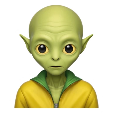 Old Alien with yellow jacket, Half body, no hair. sticker
