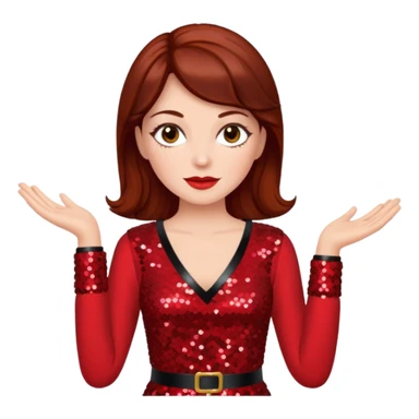Carol Lawrence with dark auburn hair, red sequin outfit sticker
