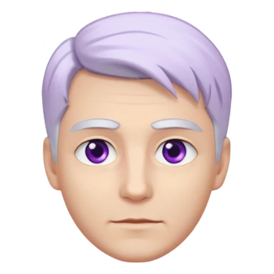 Beyaz uzun ve düz saçları olan,mor göz rengi olan, bembeyaz tenli bir erkek,genç,gözleri hafif çekik ve saçları da teni de bembeyaz olacak,genç olacak,kırışıklığı olmayacak,gözleri çekik ve mor renk olacak,alnında kırışıklık olmayacak,saçı daha beyaz olsun,genç olacak sticker