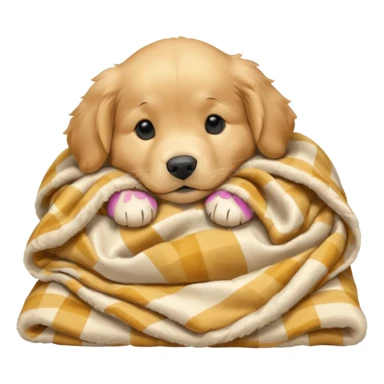 golden retriever puppy sleeping with a blanket sticker