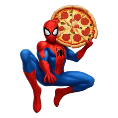 Spider-man avec une pizza sticker